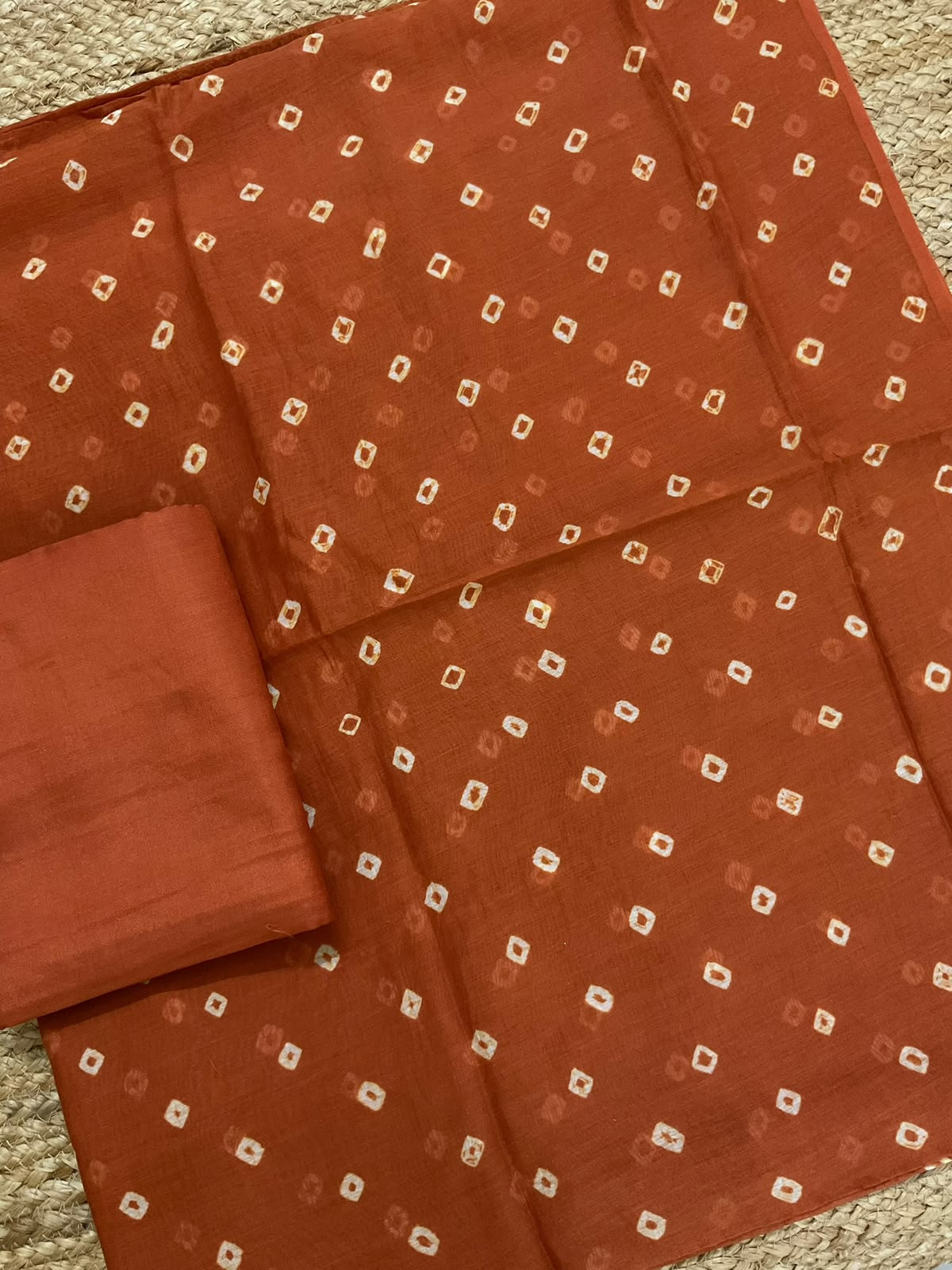 Pure Mul Chanderi Bandhani Suit - Brown