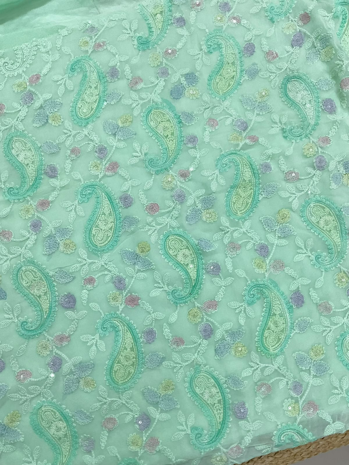 Pure Fine Georgette Printed Embroidered Suit - Green