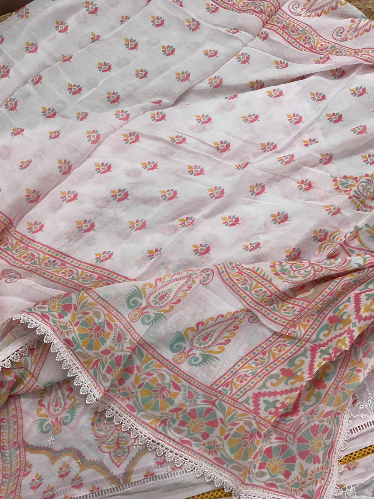 Pure Fine Georgette Printed Embroidered Suit - Pink