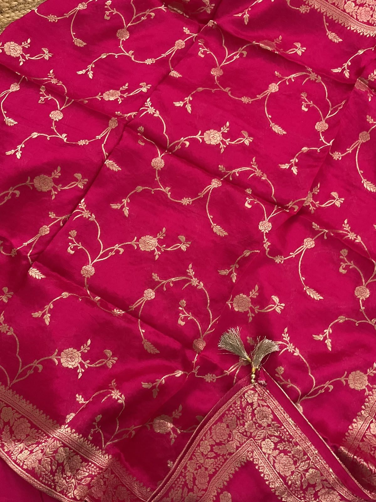 Soft Dola Silk Banarasi Weaved Embroidered Suit - Pink