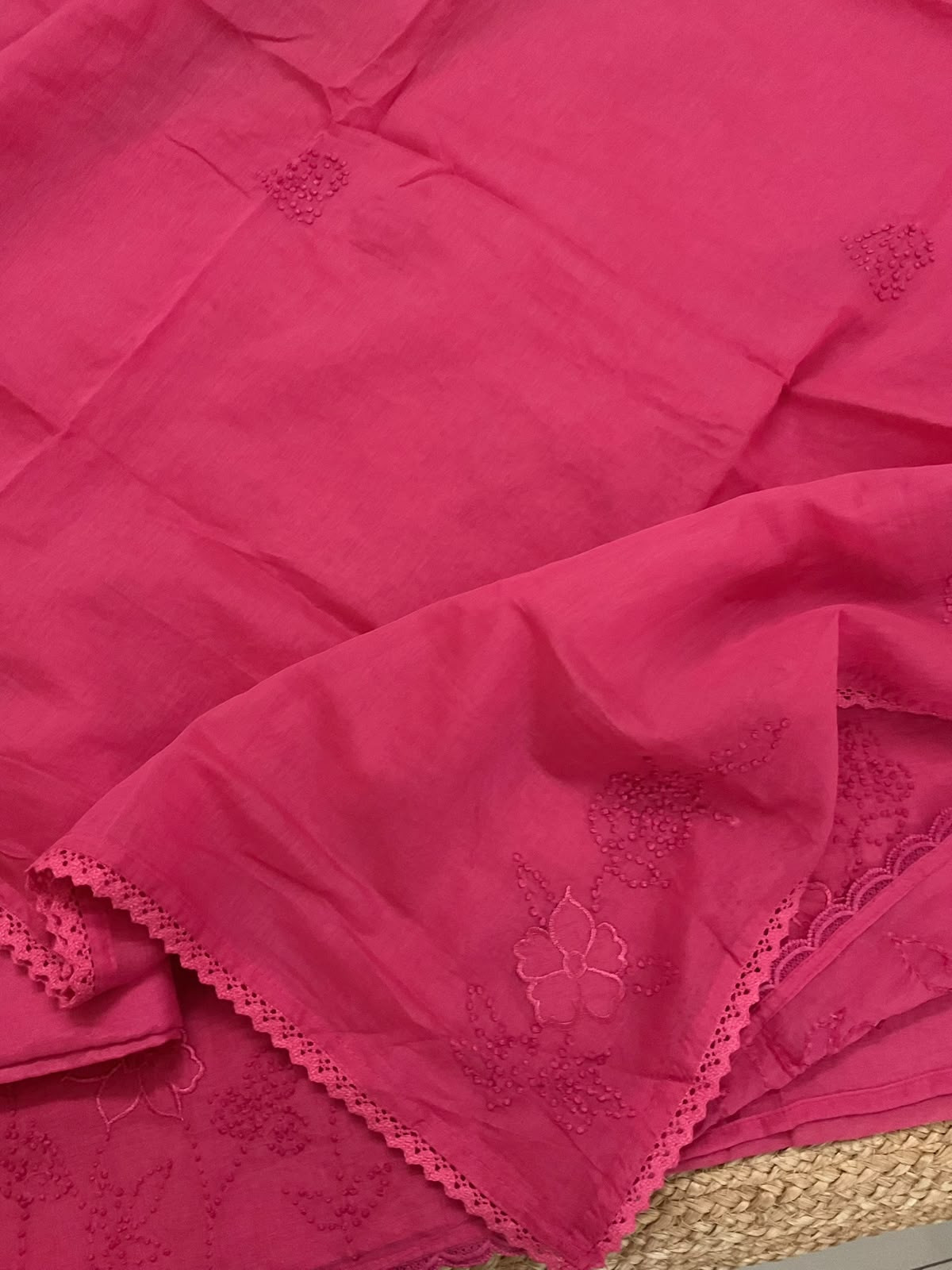 Pure Chanderi Embroidered Suit - Pink