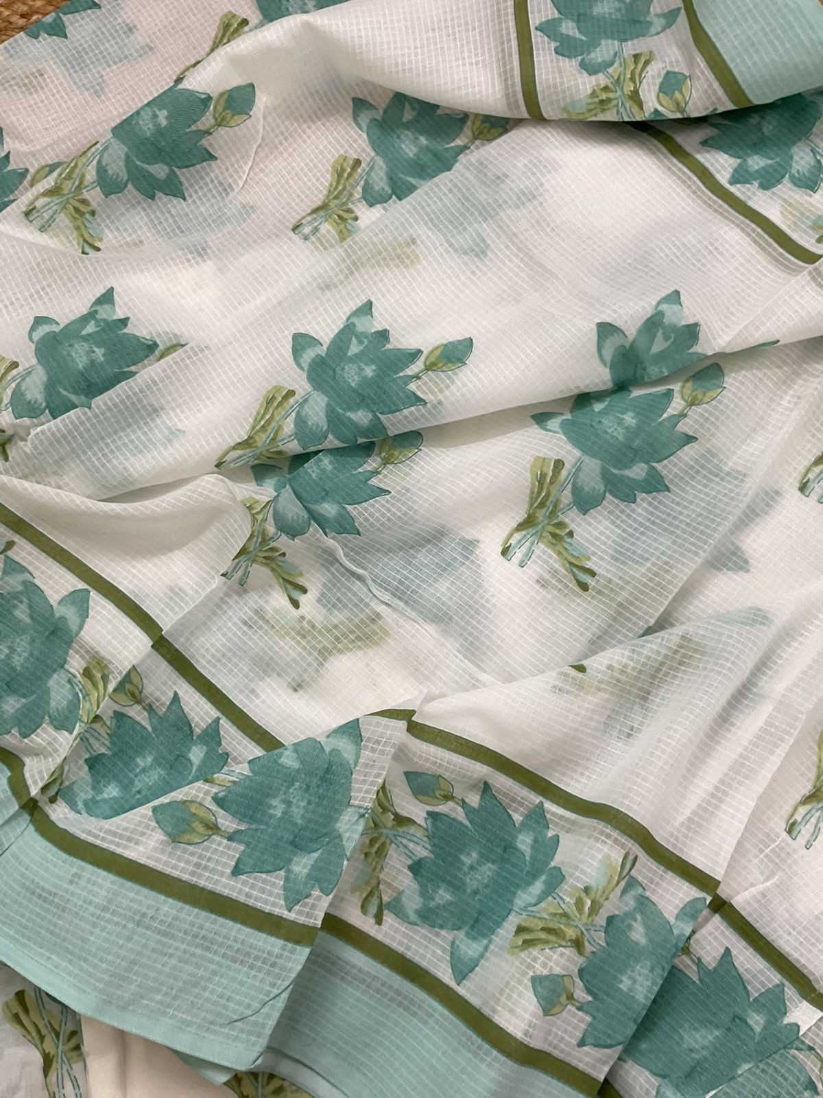 Pure Cotton Printed Embroidered Suit - Off White