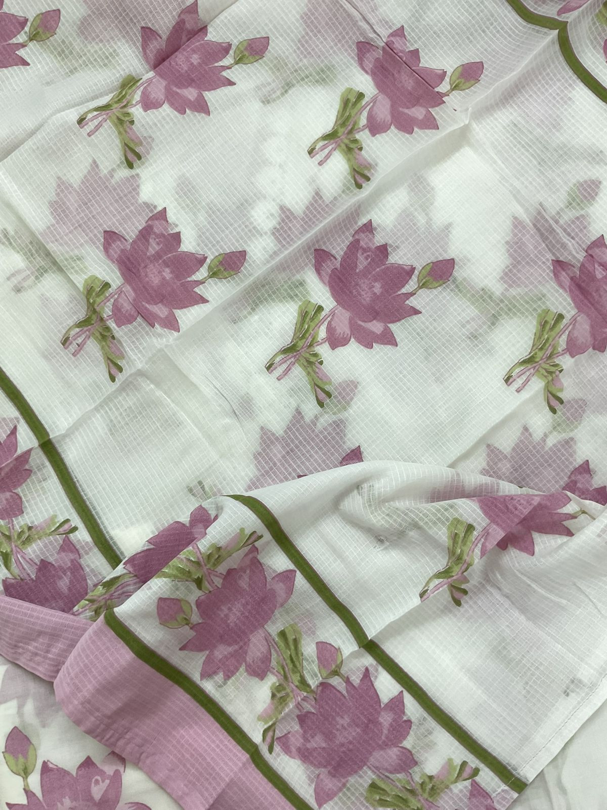 Pure Cotton Printed Embroidered Suit - Off White