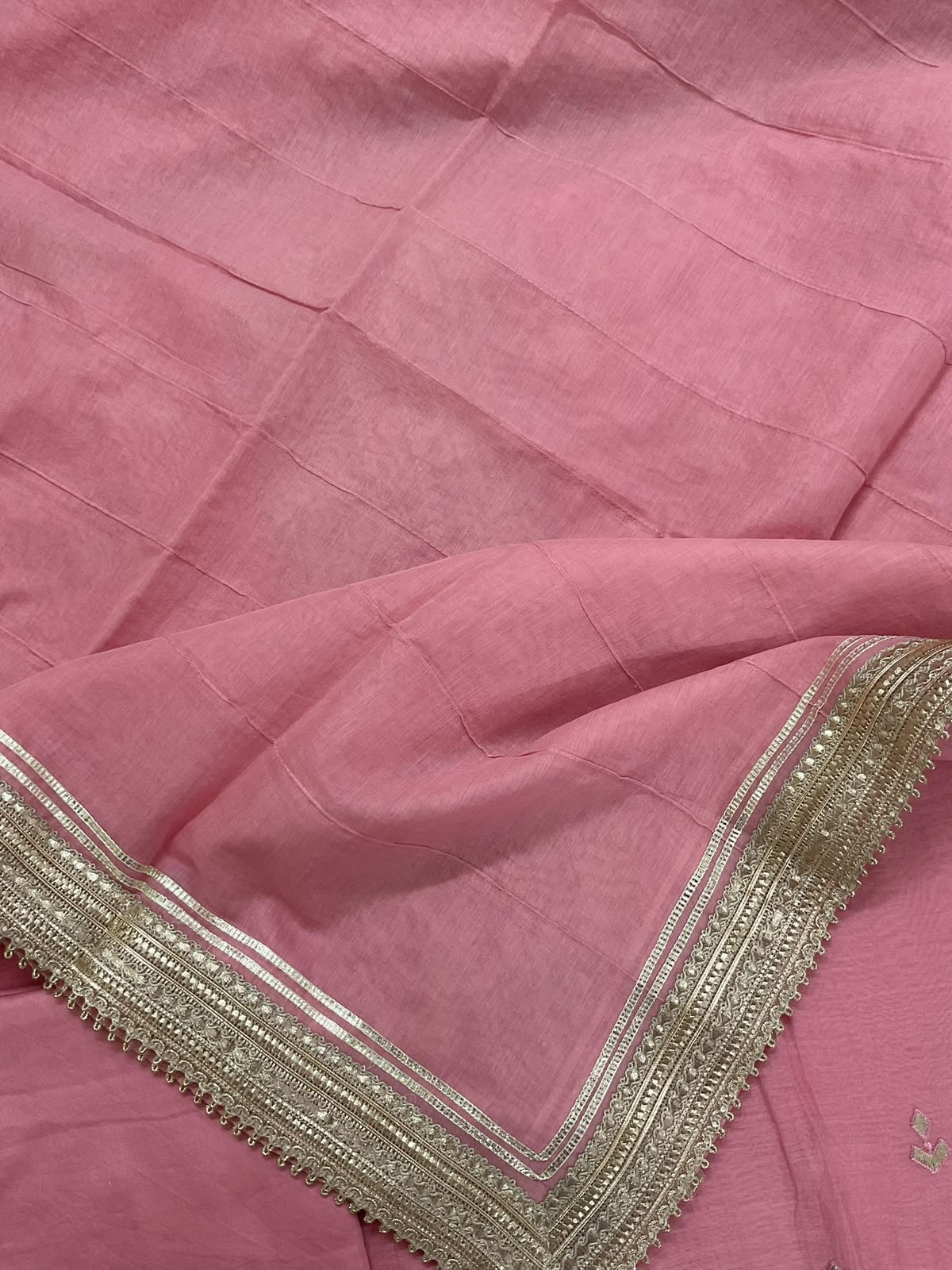Pure Mul Chanderi Embroidered Suit - Pink