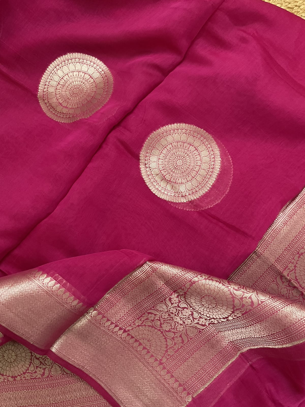 Pure Mul Chanderi Tissue Banarasi Weaved Suit - Pink