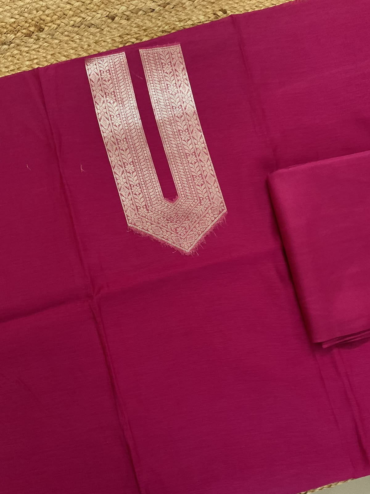 Pure Mul Chanderi Tissue Banarasi Weaved Suit - Pink