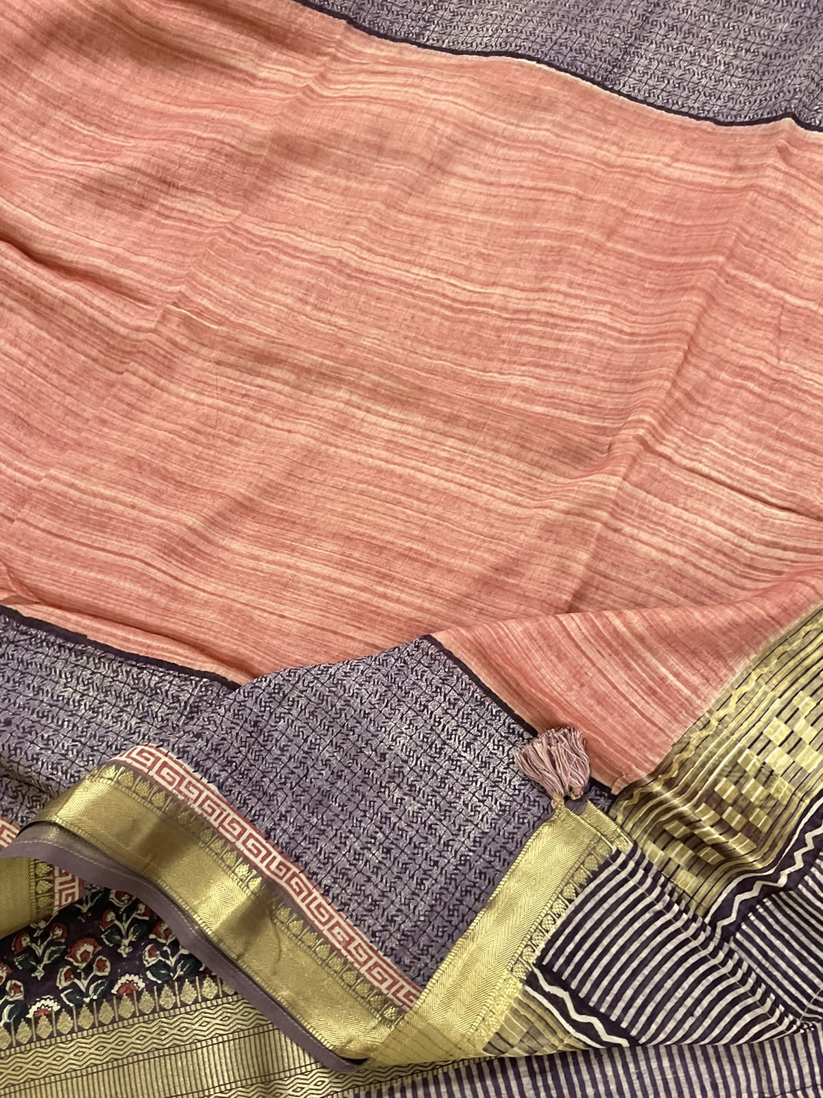 Pure Muslin Printed Banarasi Weaved Suit - Violet