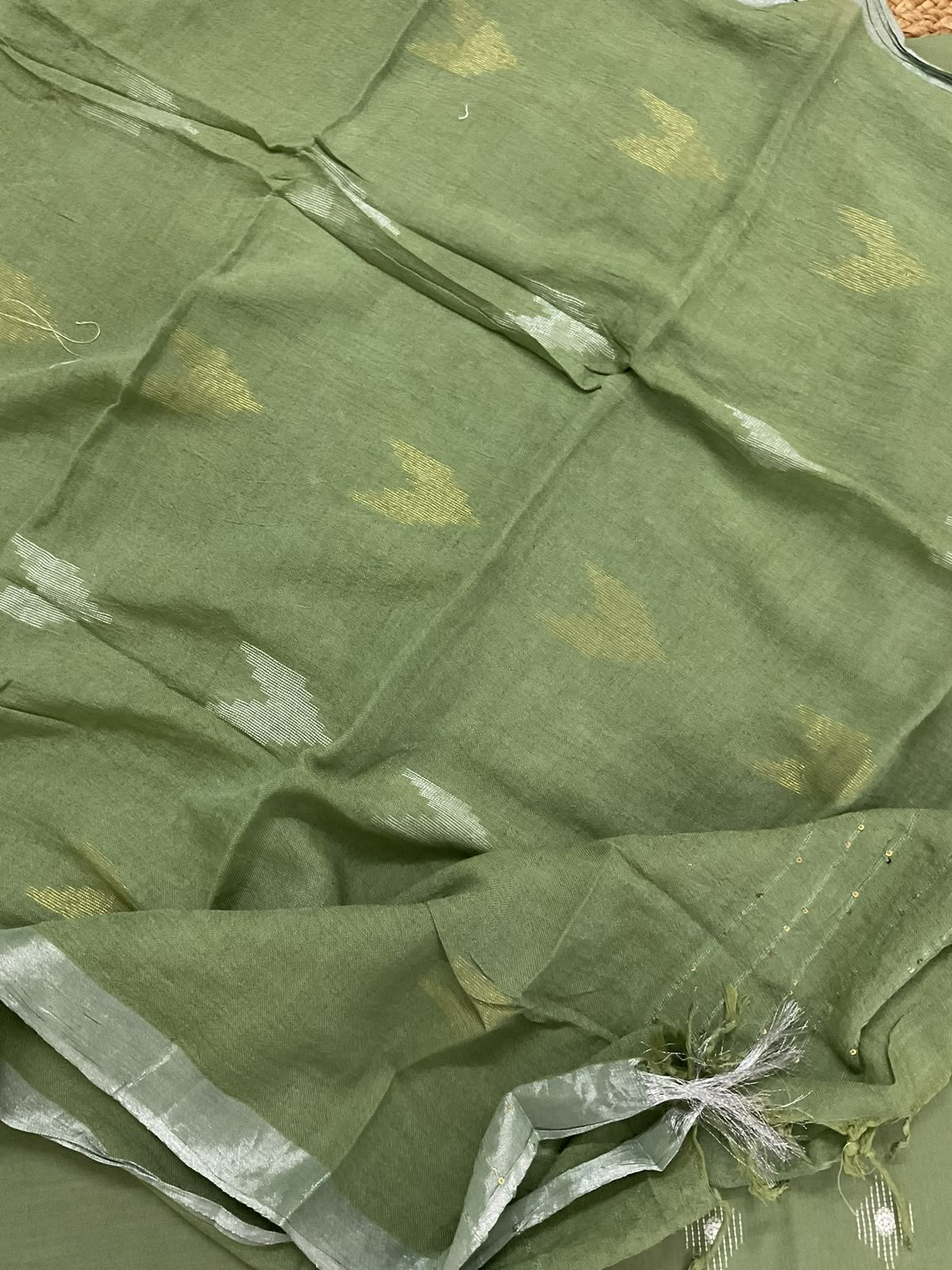 Pure Cotton Printed Embroidered Suit - Green