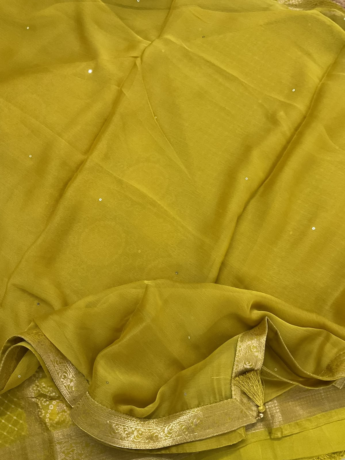 Soft Dola Silk Banarasi Weaved Embroidered Suit - Greenish Yellow