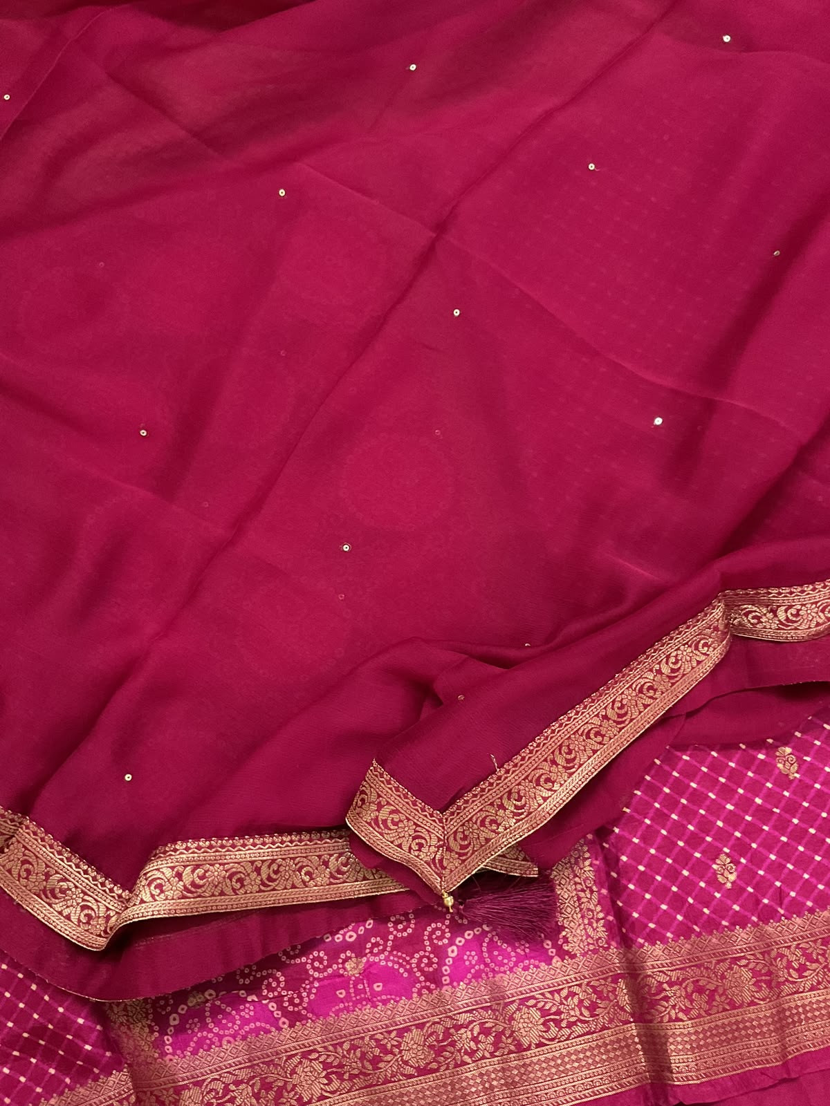 Soft Dola Silk Banarasi Weaved Embroidered Suit -Magenta