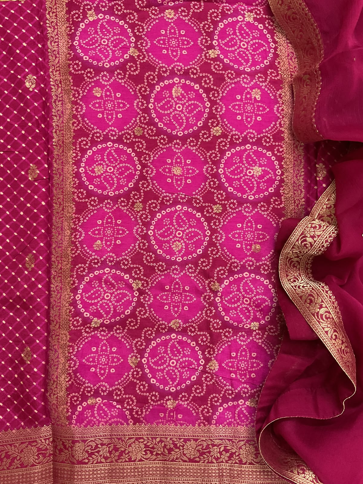 Soft Dola Silk Banarasi Weaved Embroidered Suit -Magenta