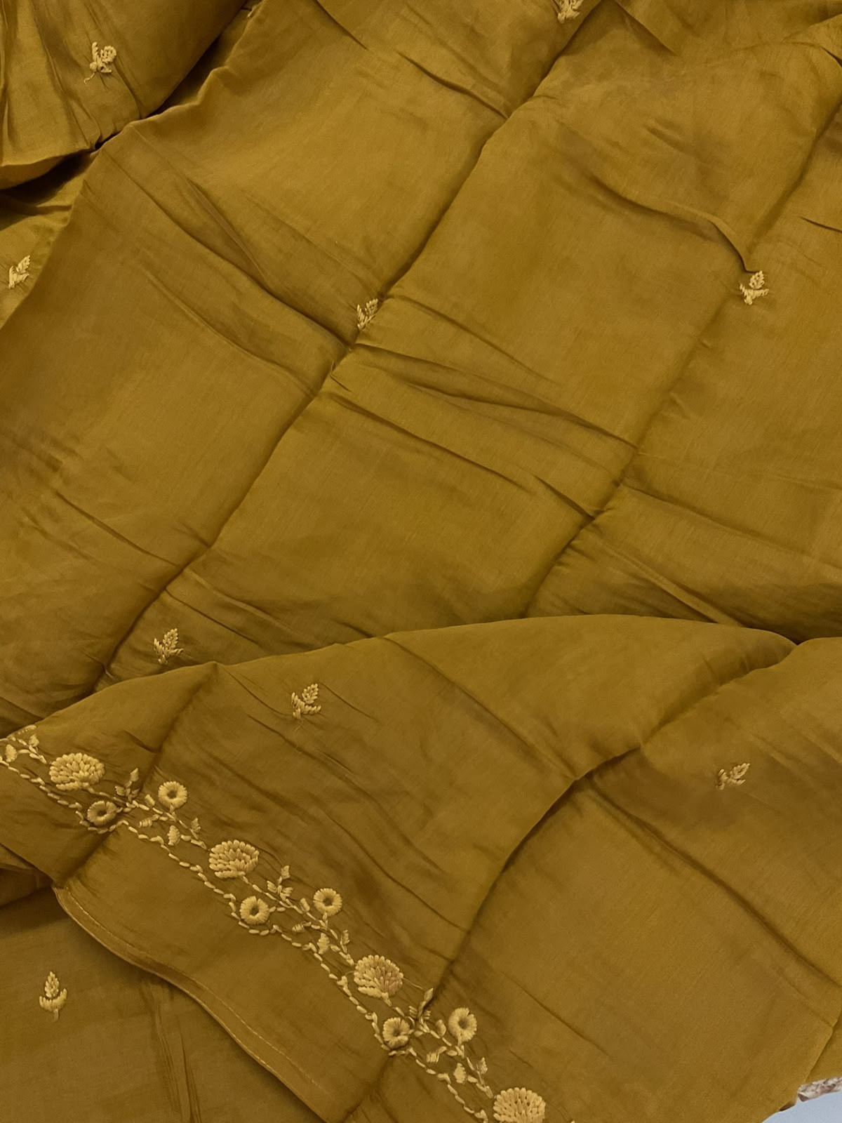 Soft Muslin Embroidered Suit - Dark Mustard