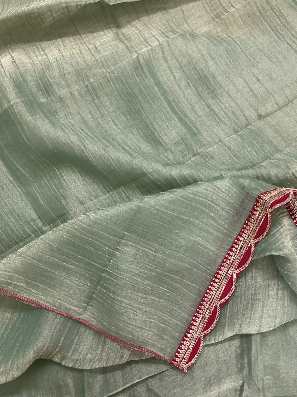 Soft Crushed Tissue Embroidered Suit - Green
