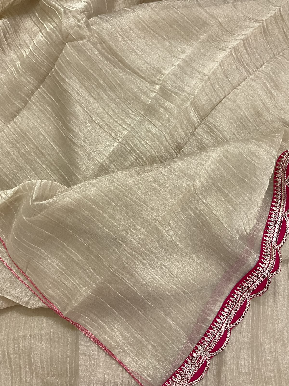Soft Crushed Tissue Embroidered Suit - Beige