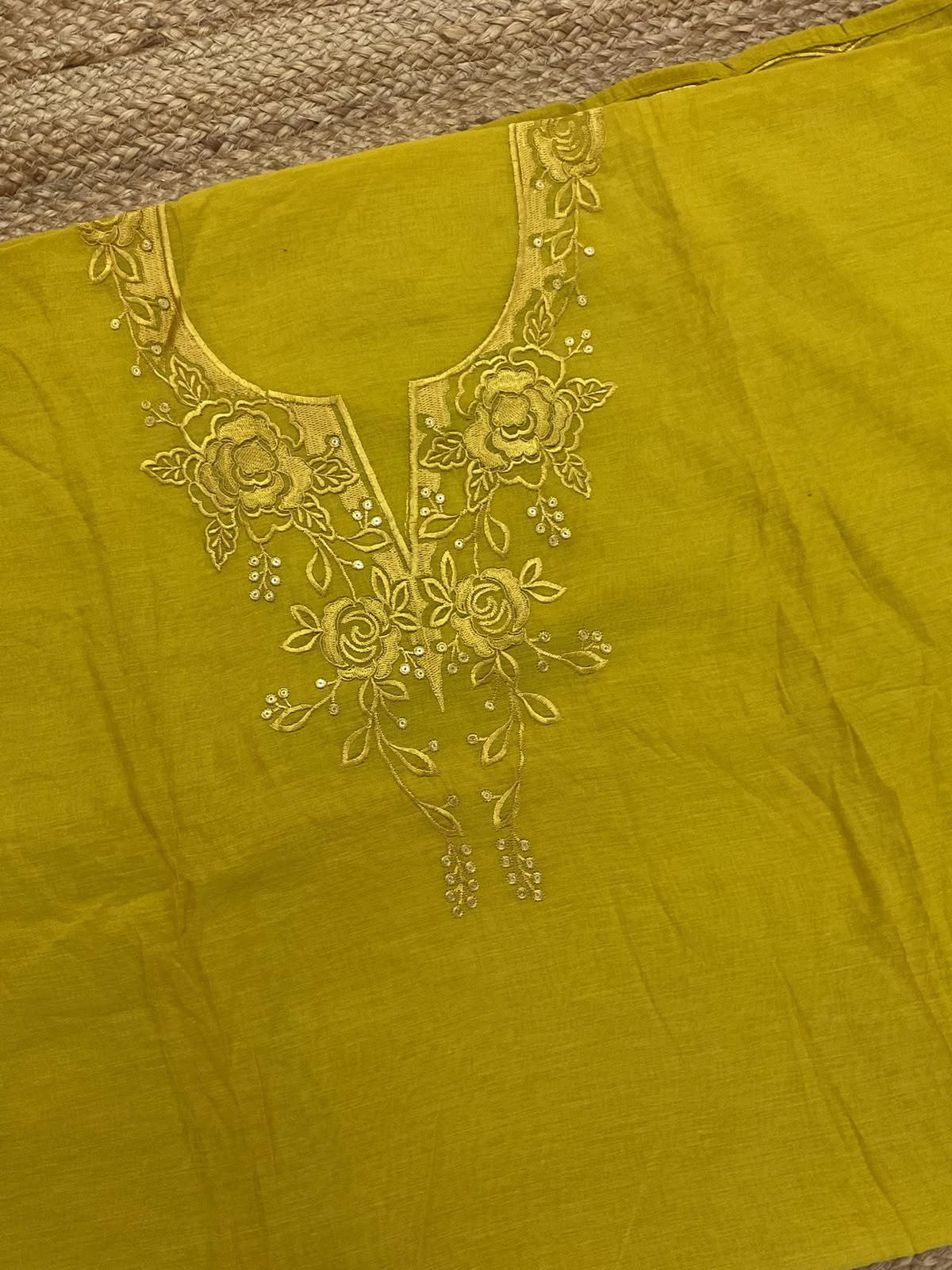 Soft Chanderi Embroidered Suit - Yellow