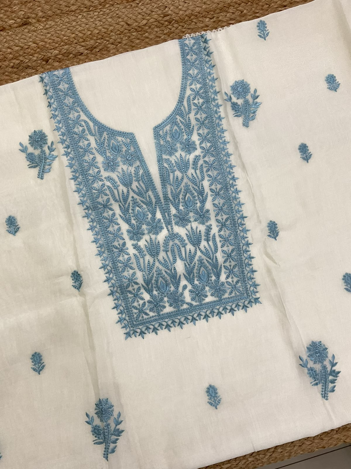 Soft Muslin Embroidered Suit - Offwhite