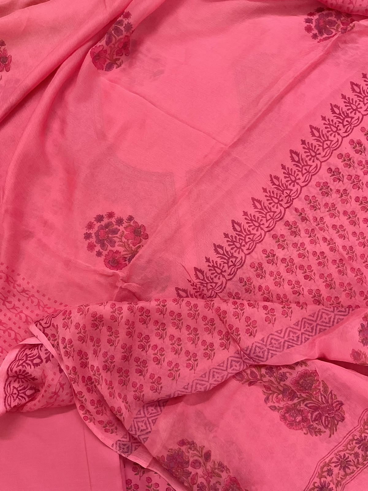 Pure Cotton Printed Embroidered Suit - Pink