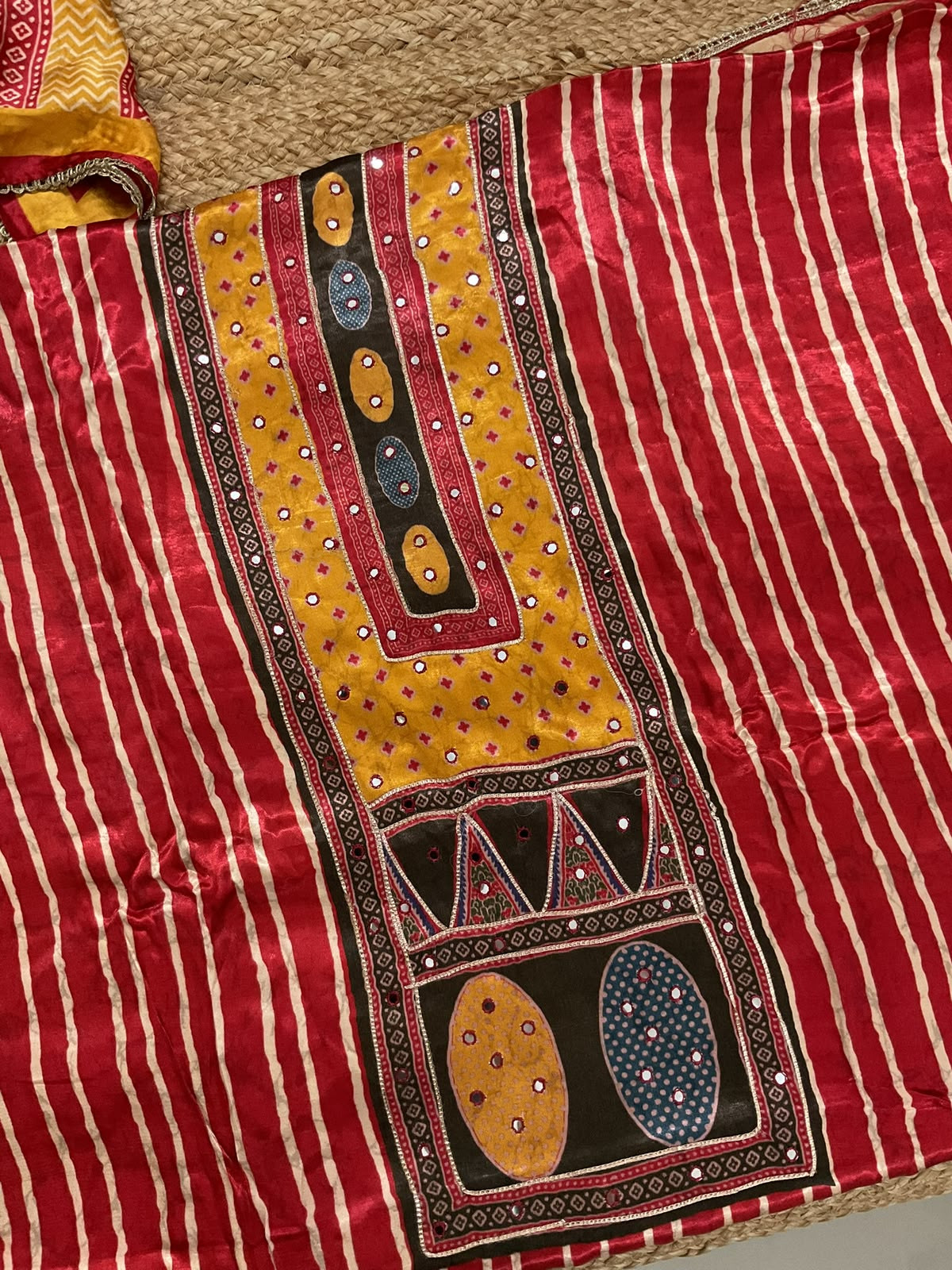 Soft Gajji Silk Printed Embroidered Suit - Red