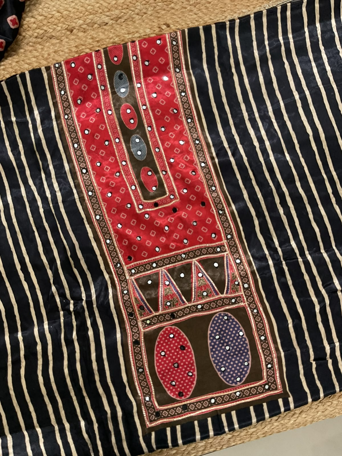 Soft Gajji Silk Printed Embroidered Suit -Black