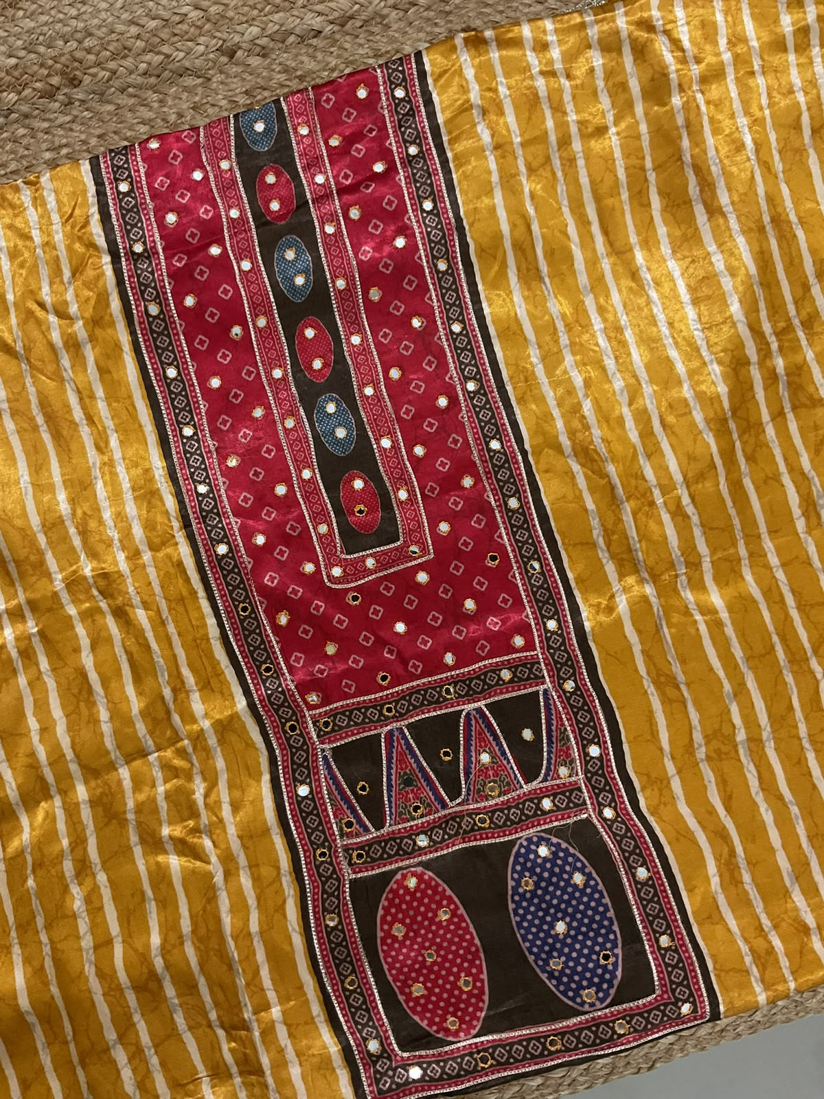 Soft Gajji Silk Printed Embroidered Suit -Yellow
