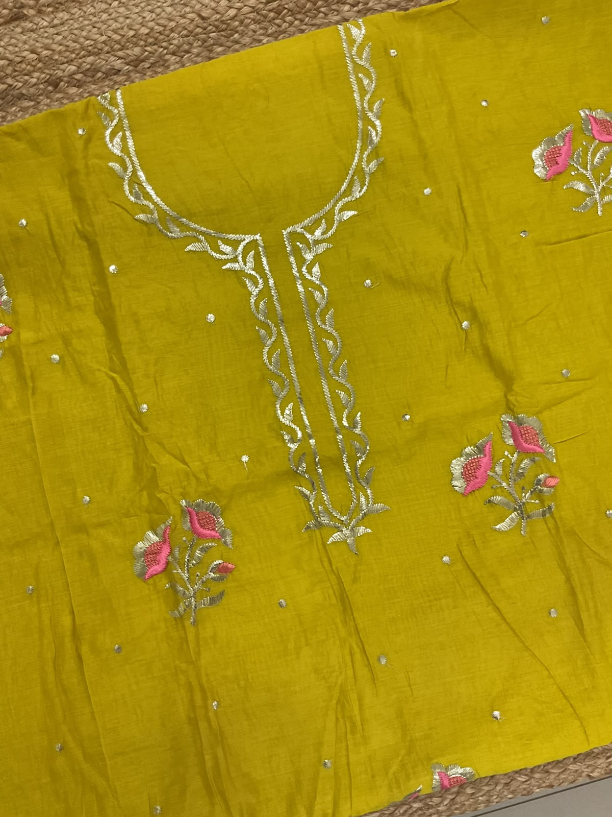 Soft Chanderi Embroidered Suit - Yellow