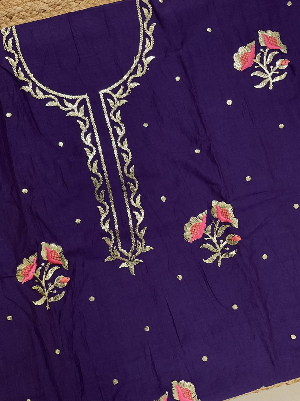 Soft Chanderi Embroidered Suit - Violet