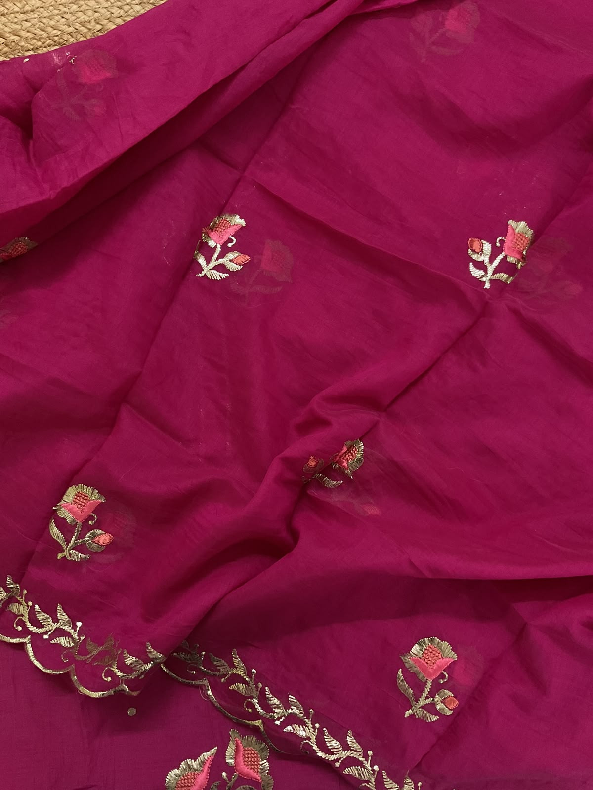 Soft Chanderi Embroidered Suit - Pink