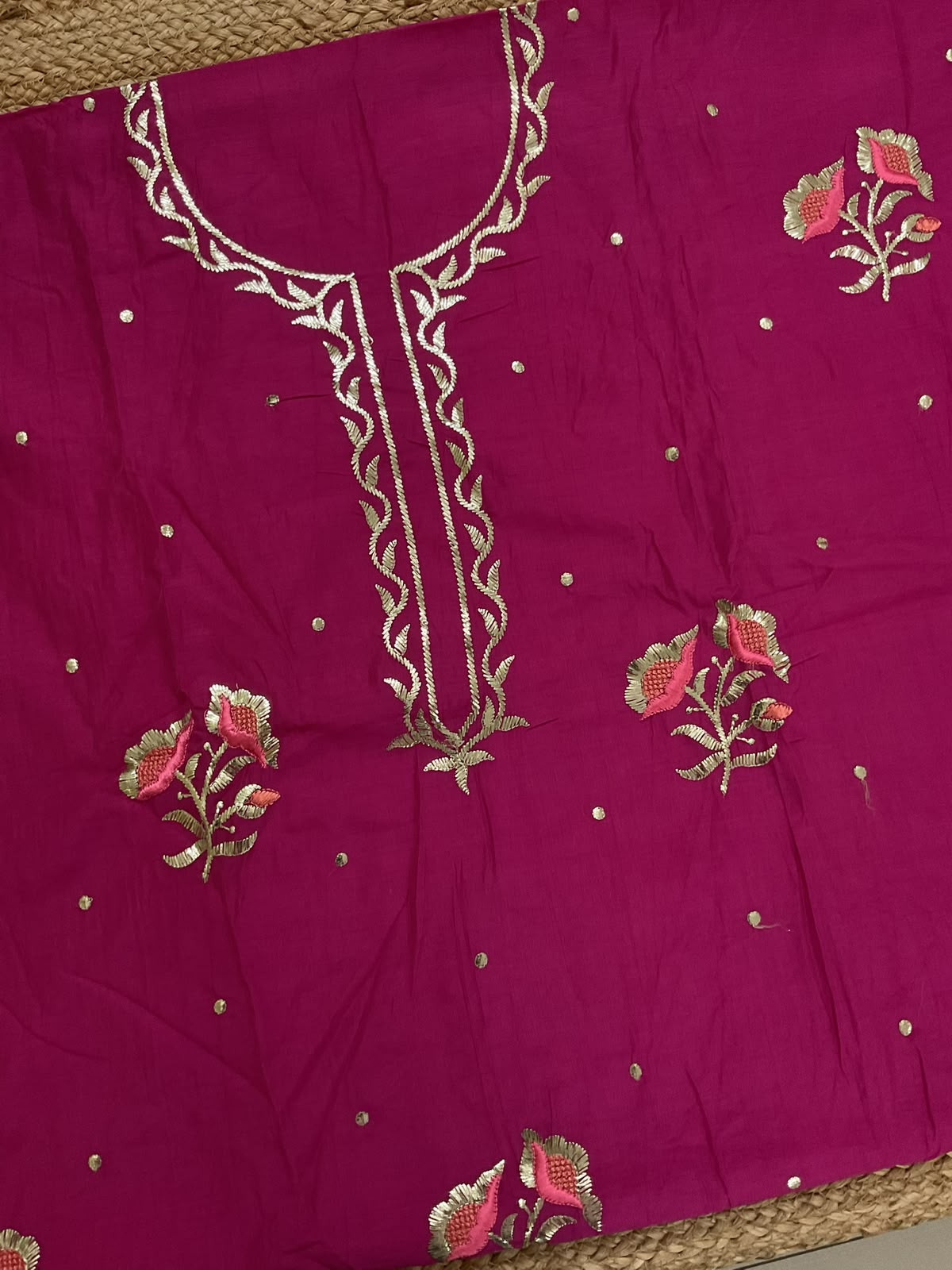 Soft Chanderi Embroidered Suit - Pink