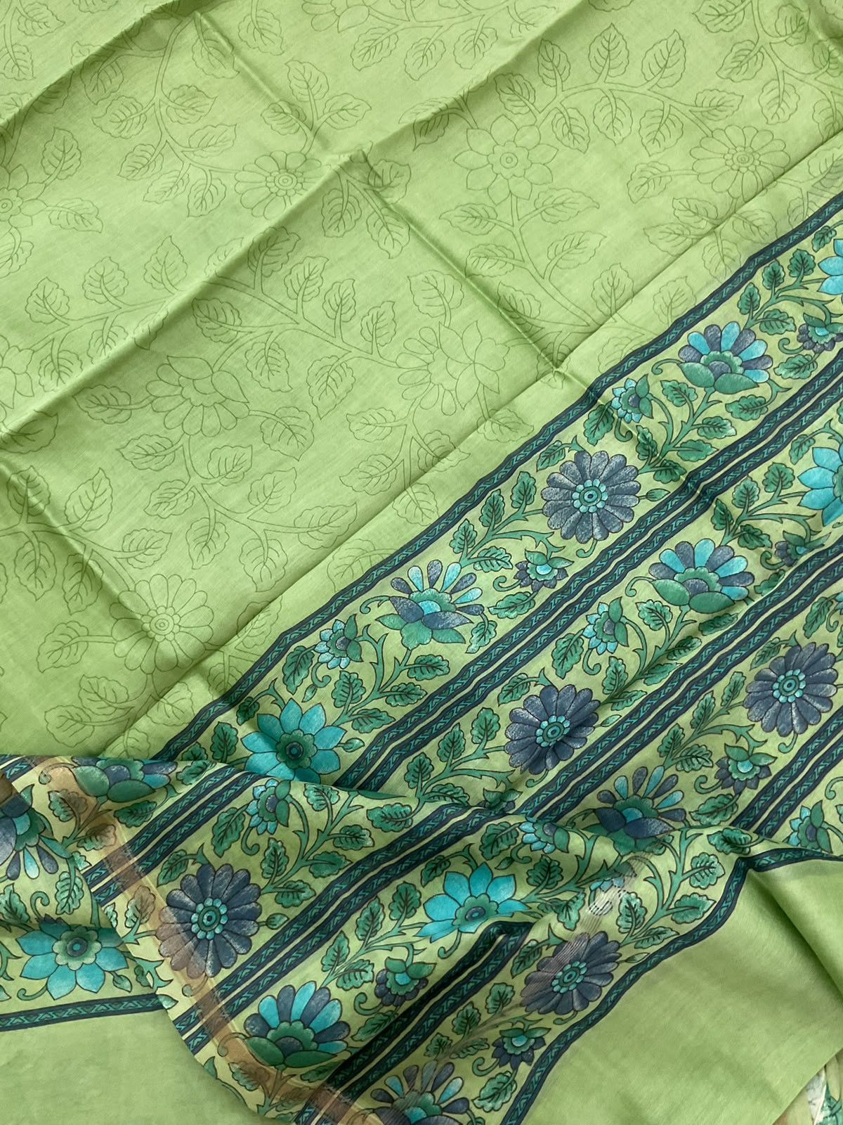 Pure Chanderi Printed Suit - Green