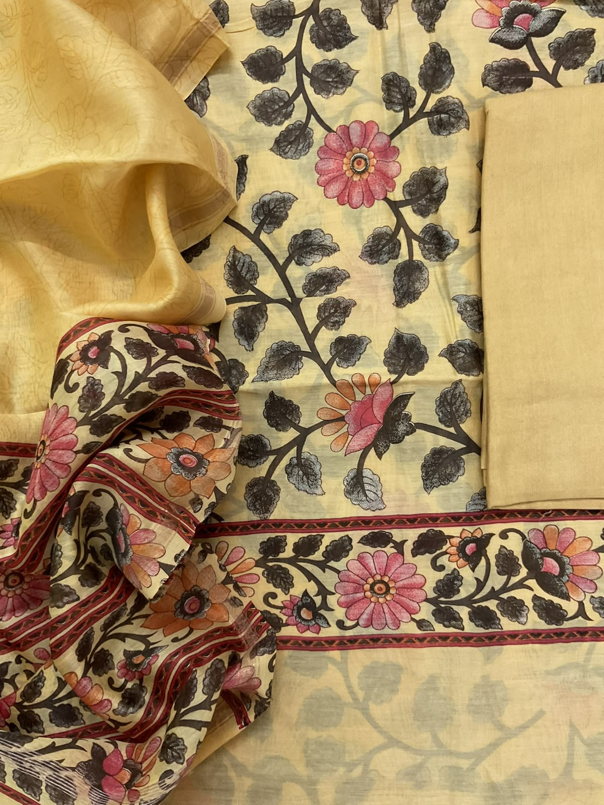 Pure Chanderi Printed Suit - Yellow