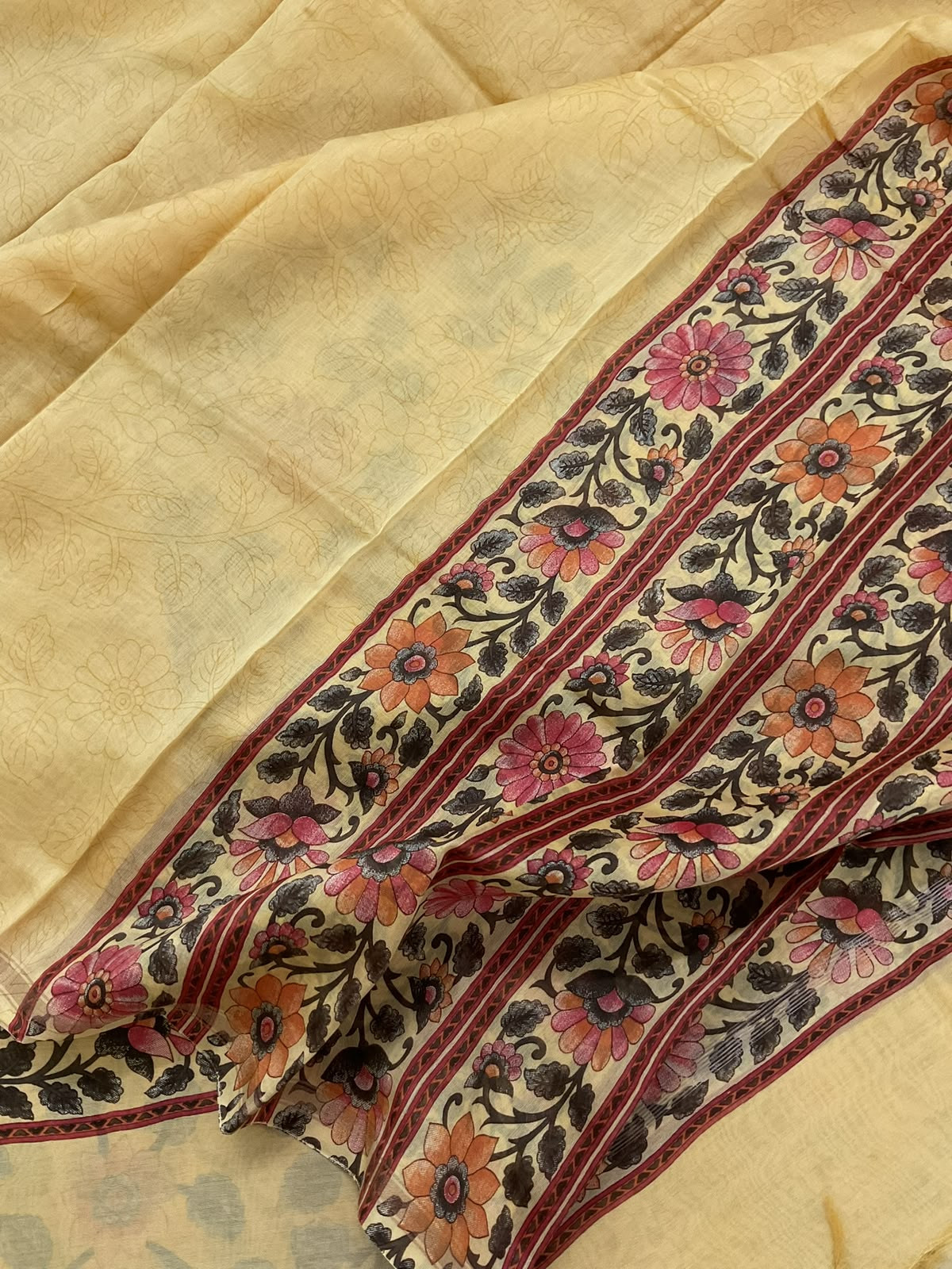 Pure Chanderi Printed Suit - Yellow