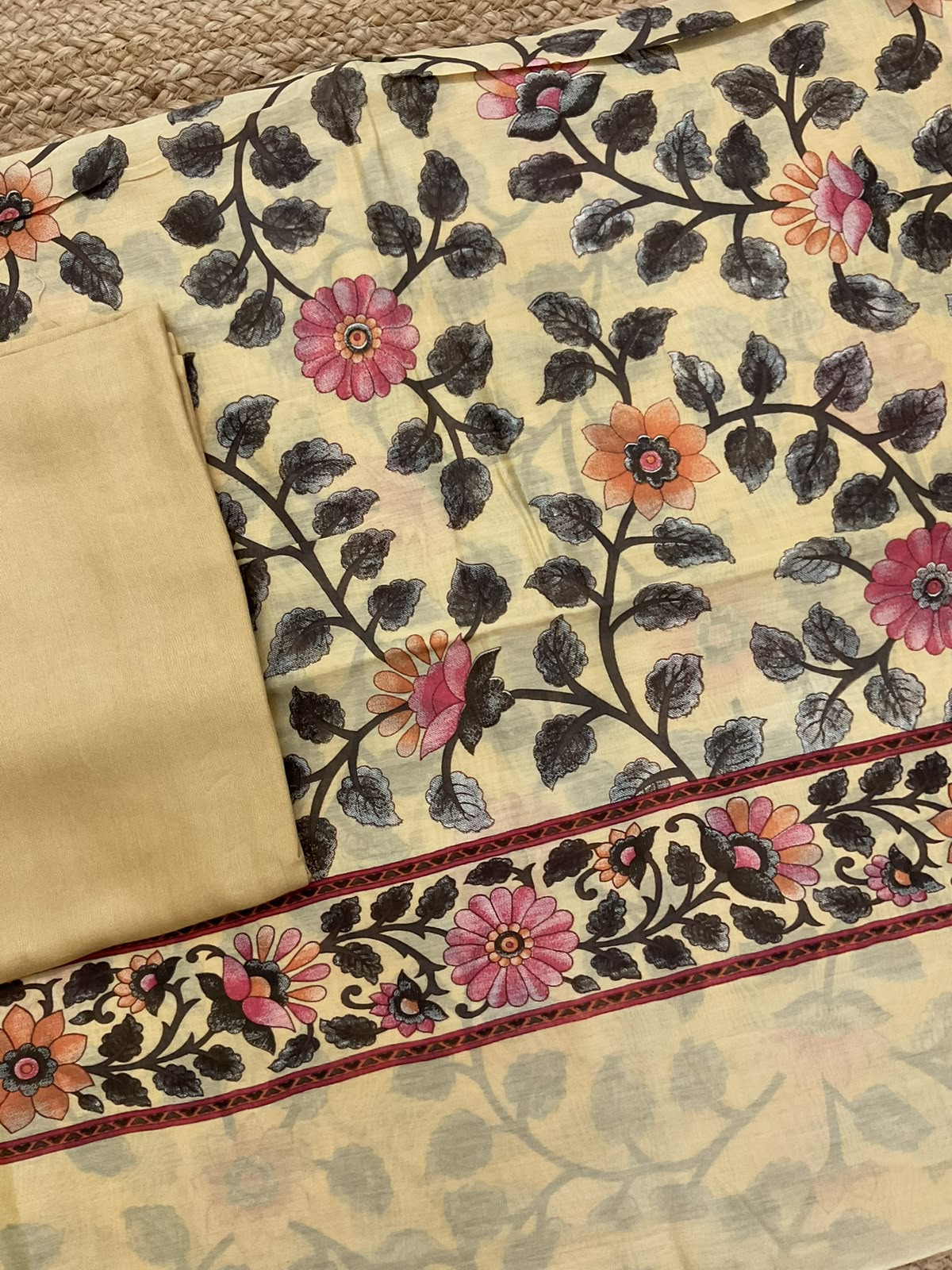 Pure Chanderi Printed Suit - Yellow