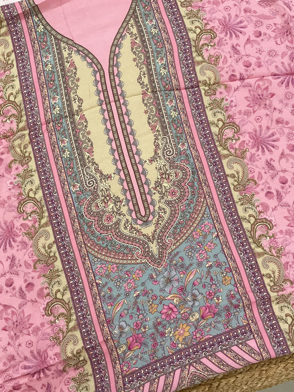 Pure Fine Rayon Cotton Silk Printed Suit - Pink