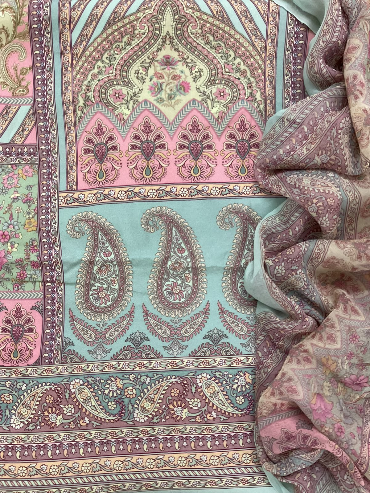 Pure Fine Rayon Cotton Silk Printed Suit - Blue