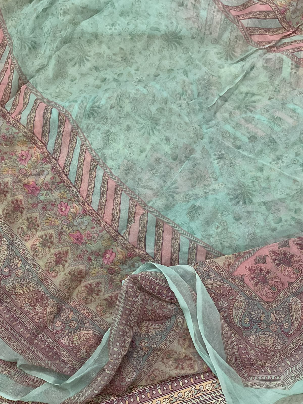 Pure Fine Rayon Cotton Silk Printed Suit - Blue