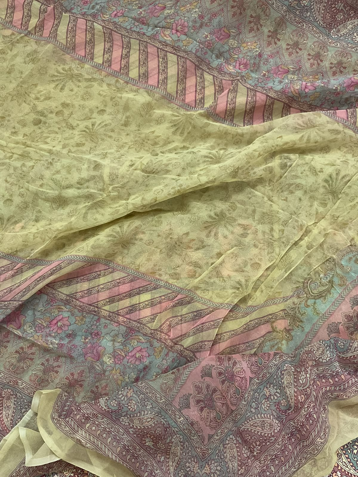 Pure Fine Rayon Cotton Silk Printed Suit - Yellow