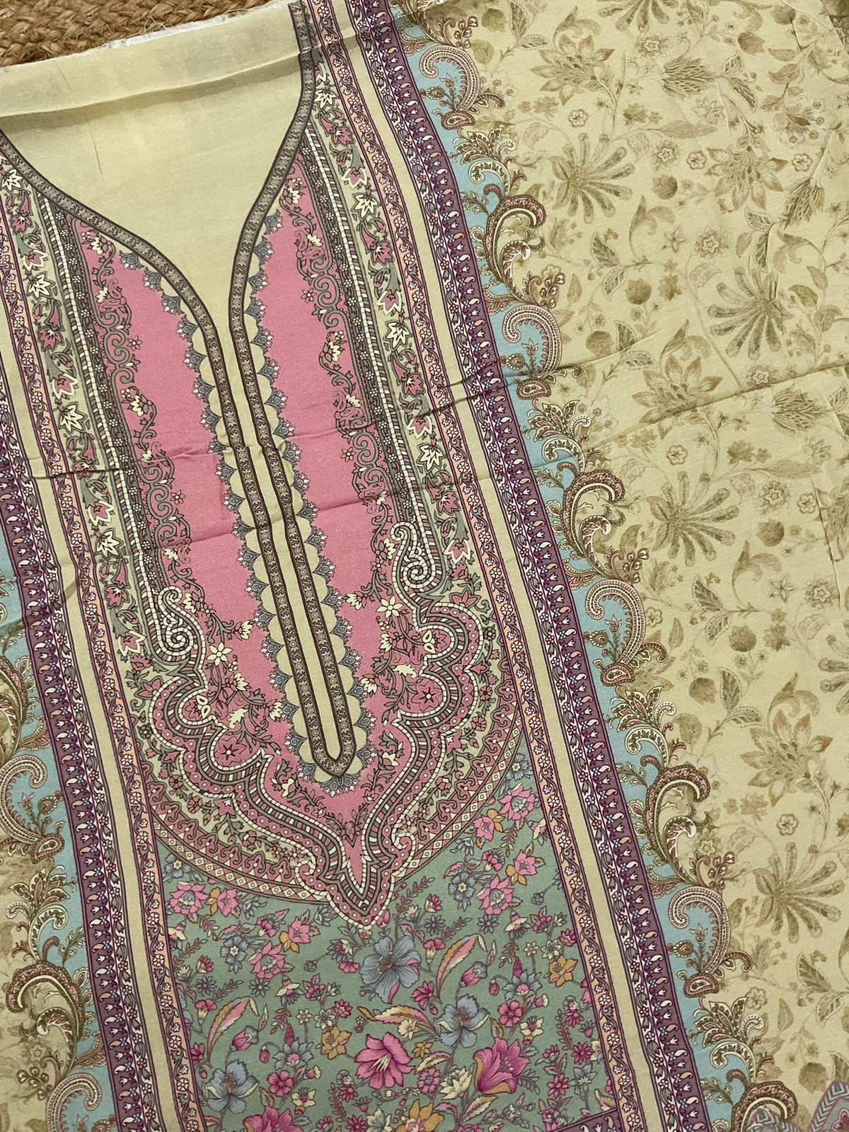 Pure Fine Rayon Cotton Silk Printed Suit - Yellow