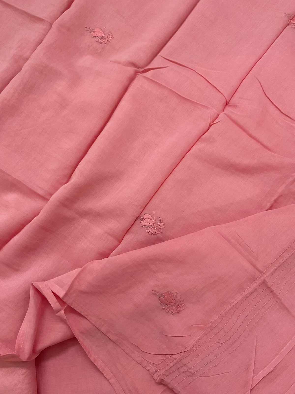 Soft Chanderi Embroidered Suit - Pink