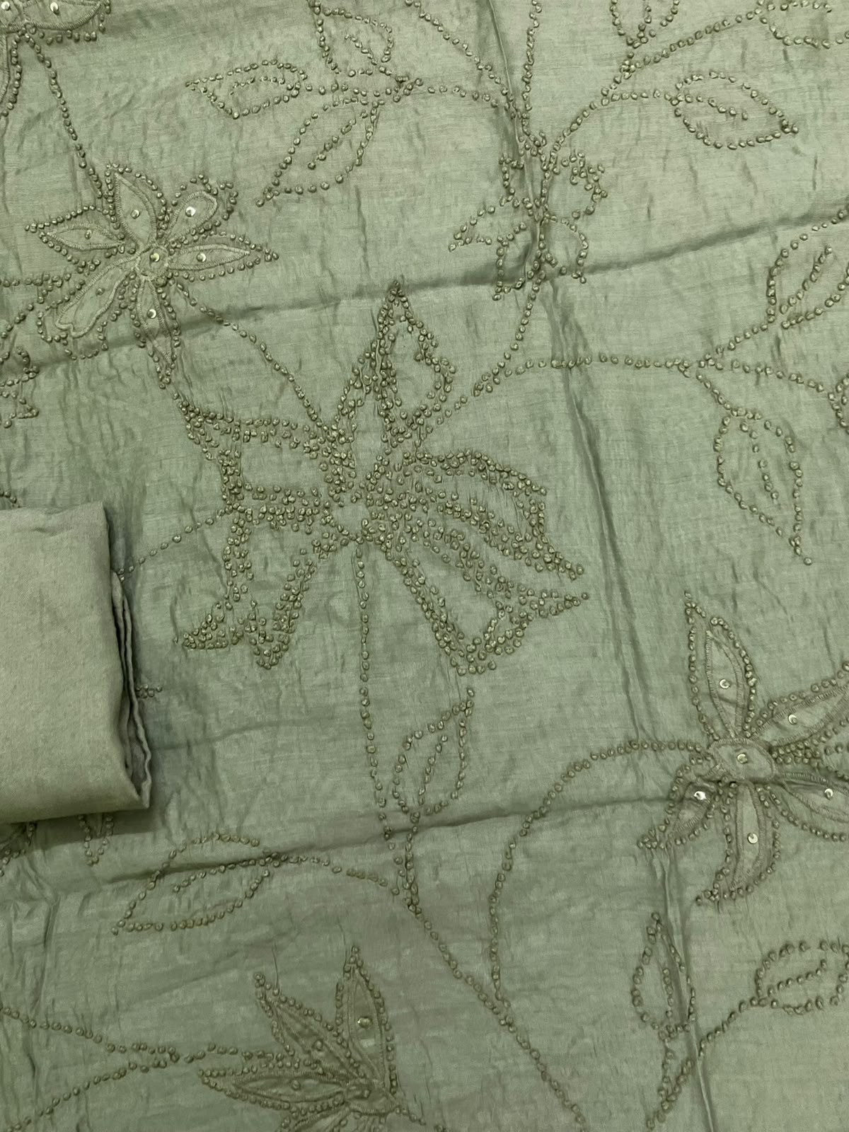 Soft Chanderi Embroidered Suit - Green