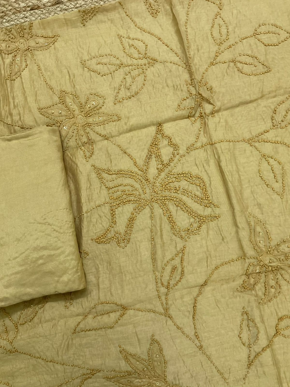 Soft Chanderi Embroidered Suit - Mustard