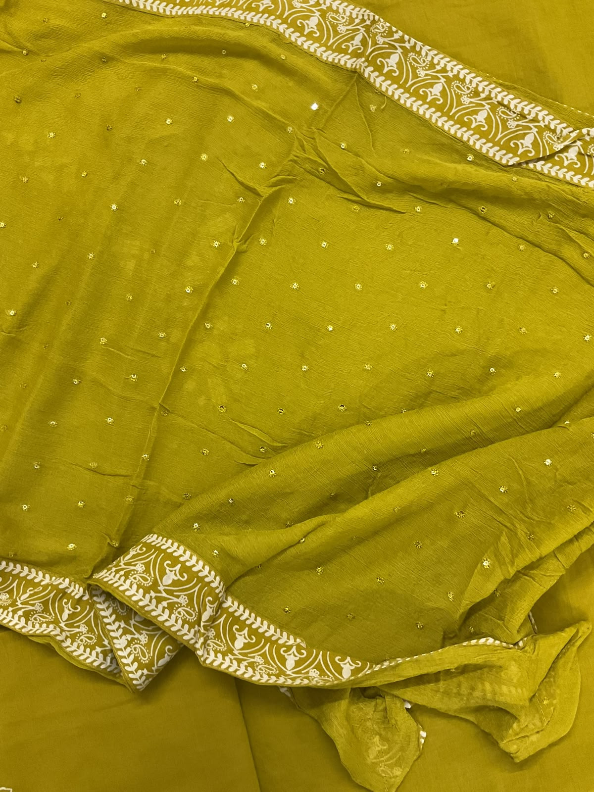 Pure Cotton Printed Embroidered Suit - Green