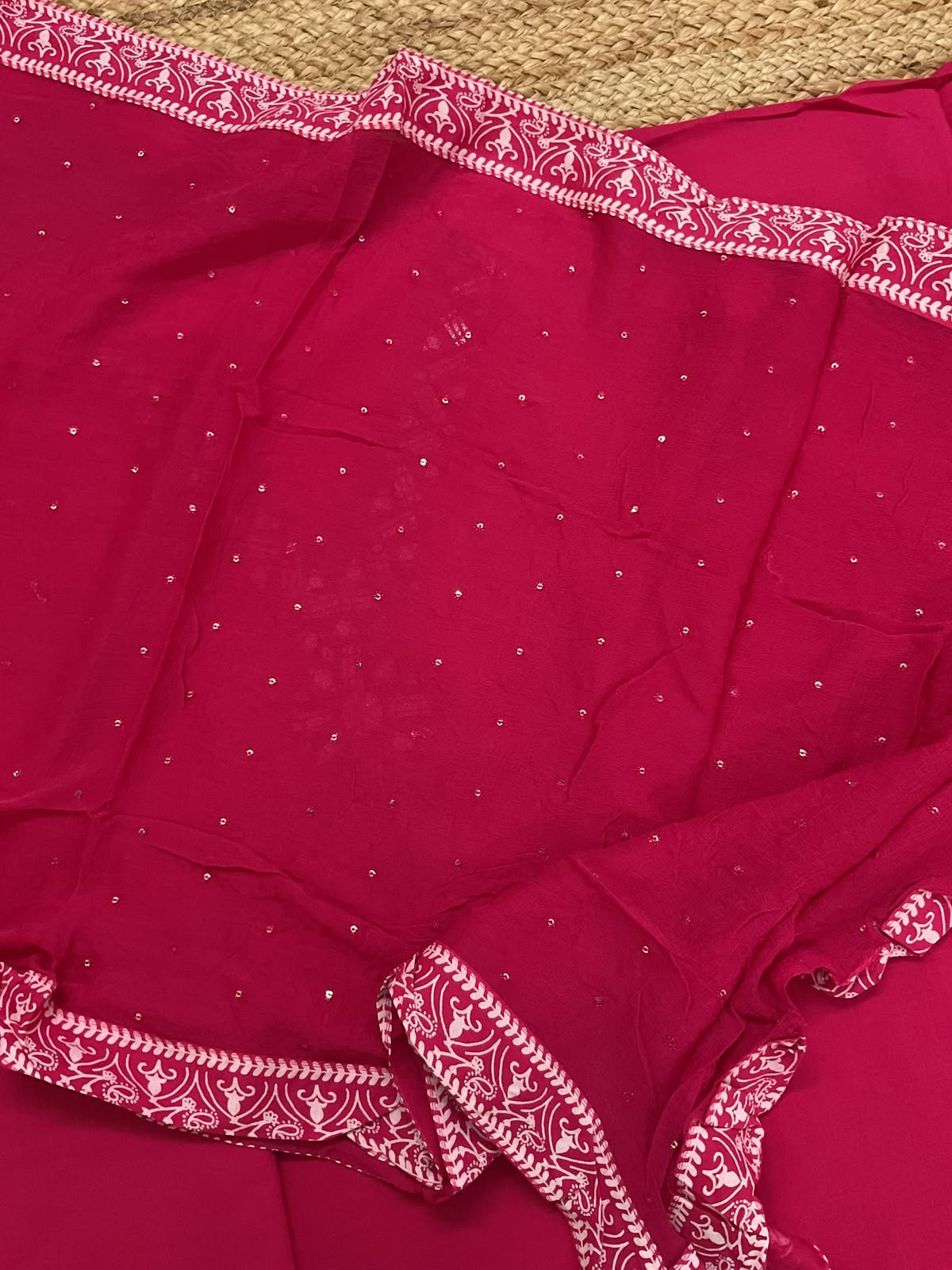 Pure Cotton Printed Embroidered Suit - Pink