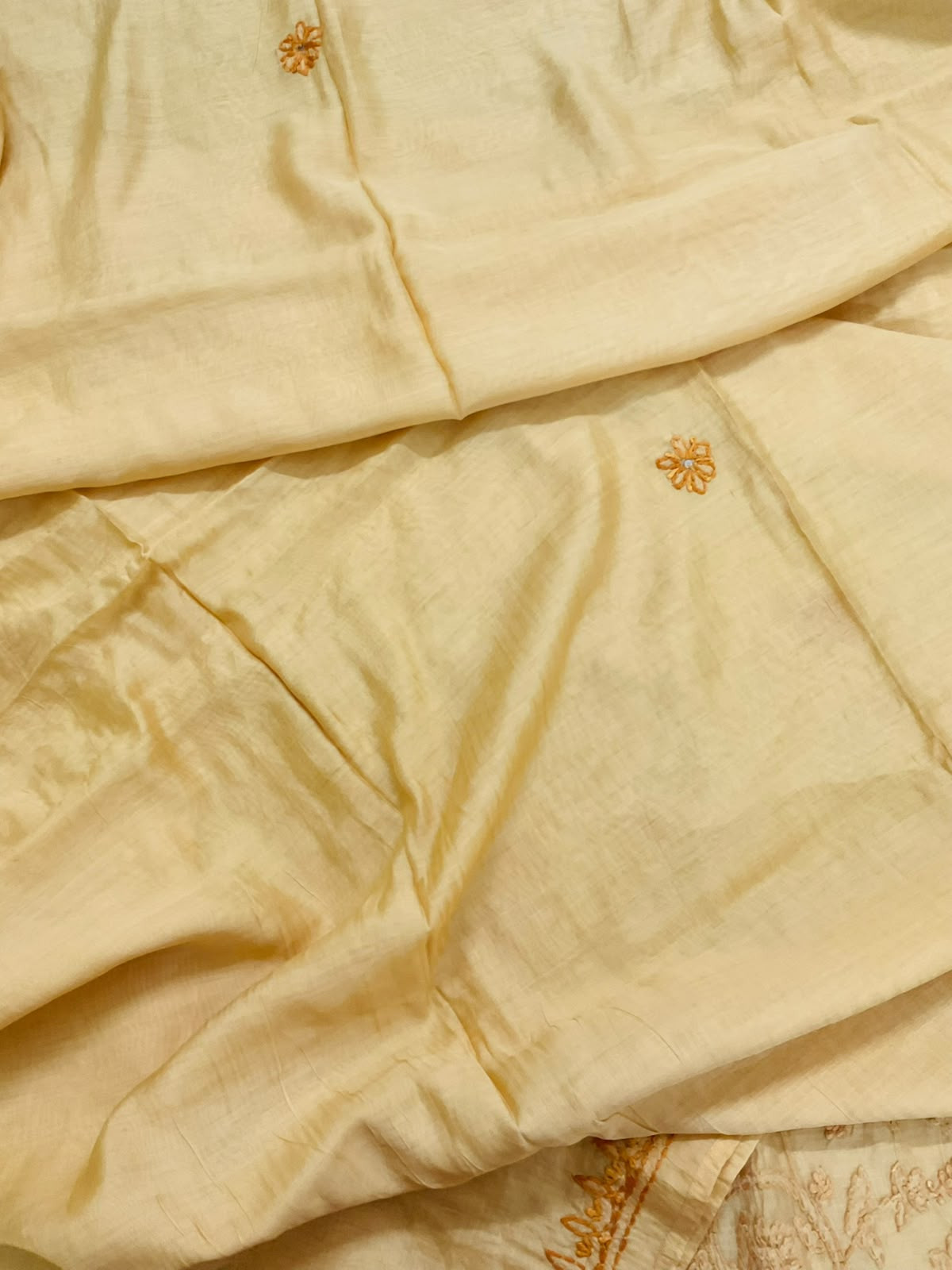 Soft Chanderi Embroidered Suit - Yellow