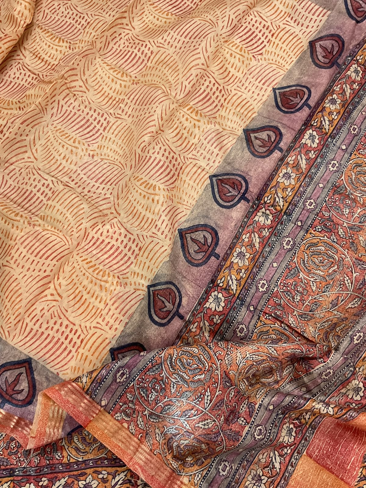 Pure Chanderi Printed Suit - Multicolour