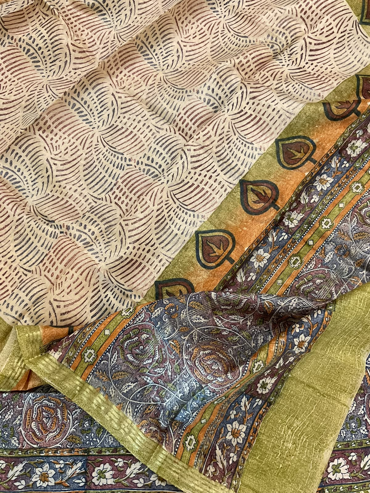 Pure Chanderi Printed Suit - Multicolour