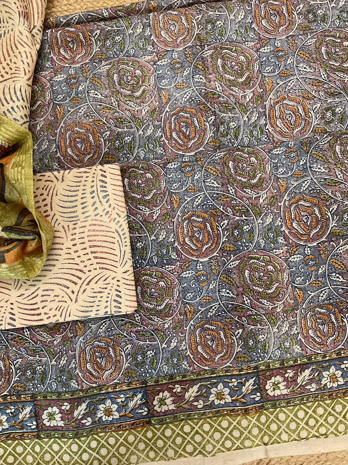 Pure Chanderi Printed Suit - Multicolour