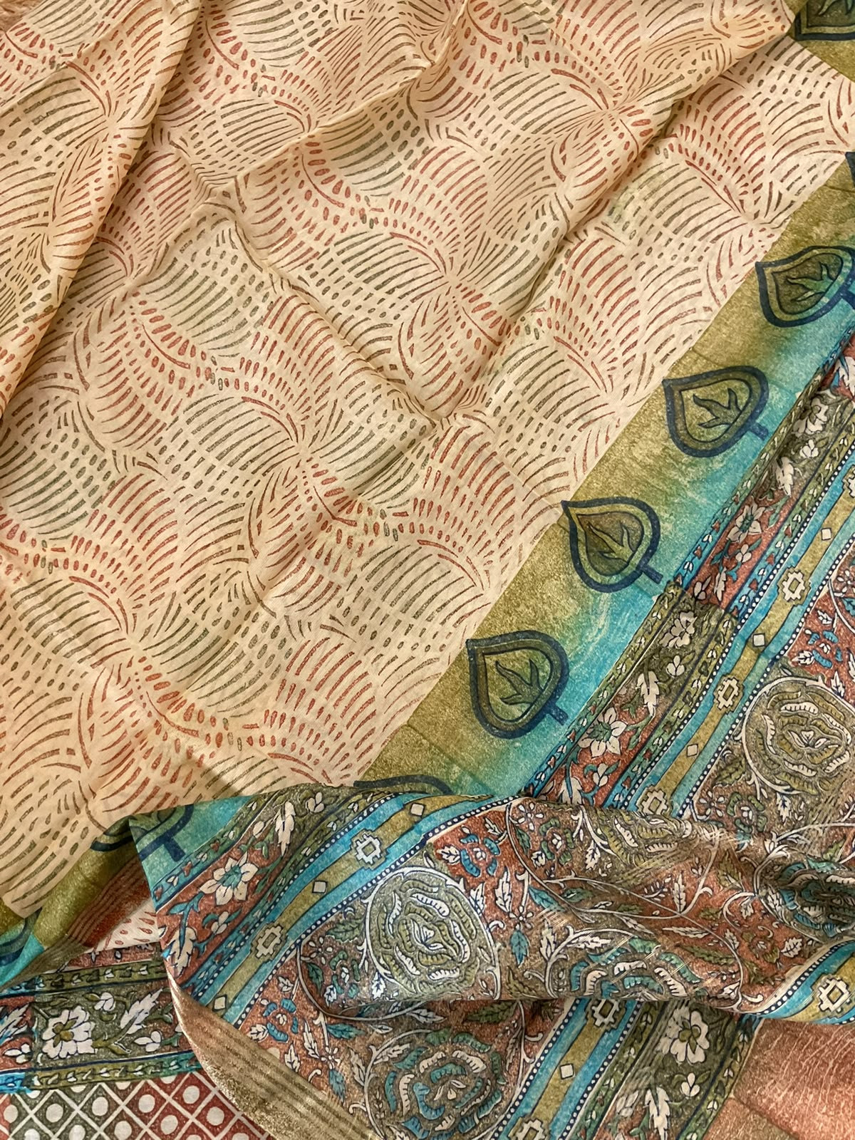 Pure Chanderi Printed Suit - Multicolour