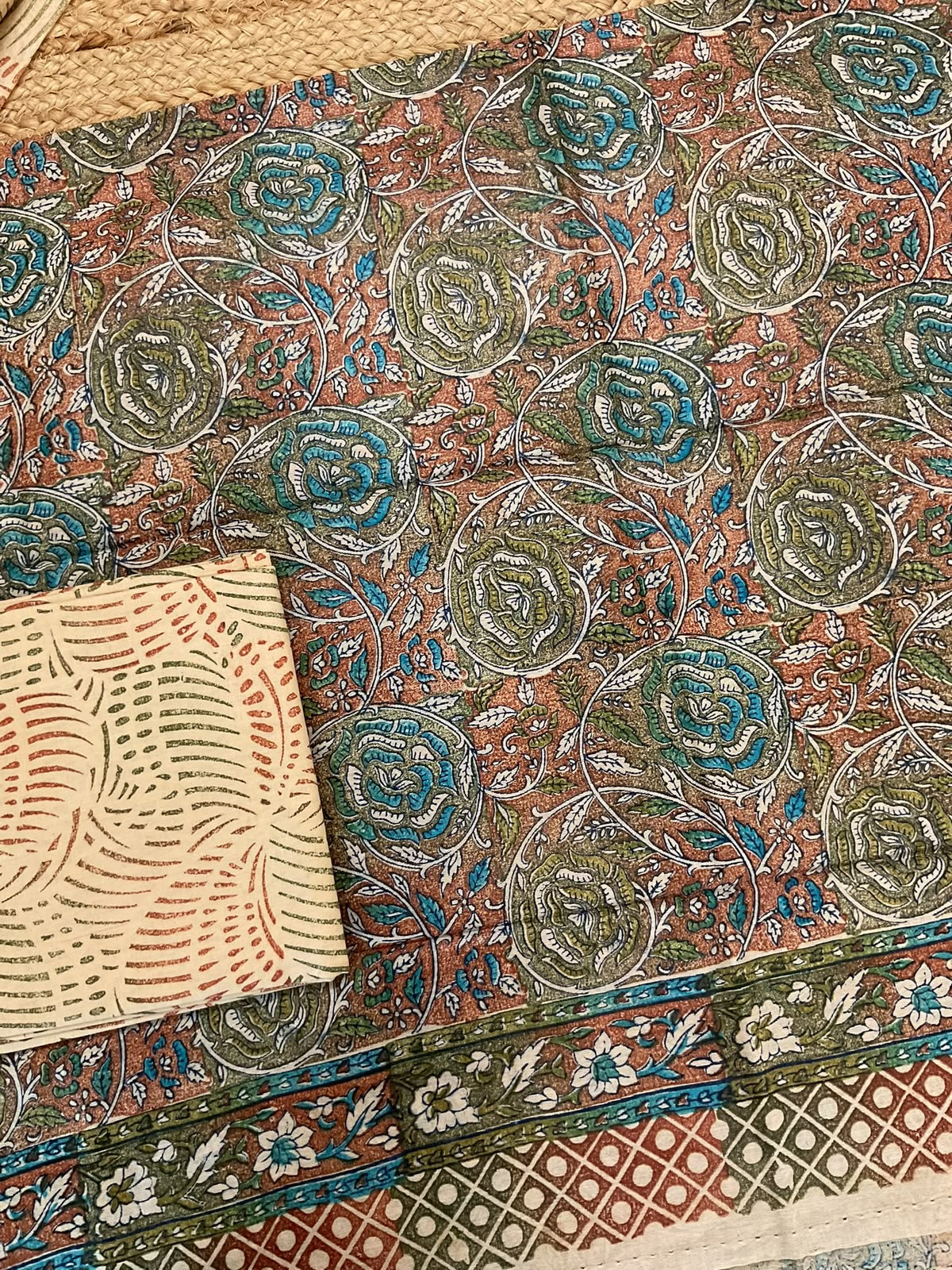 Pure Chanderi Printed Suit - Multicolour