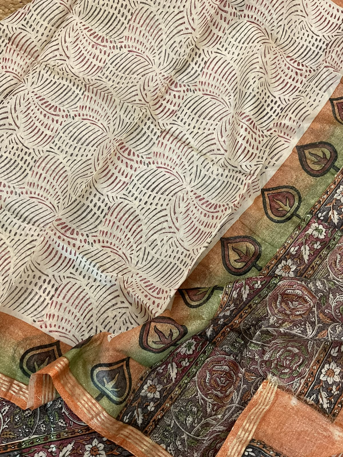 Pure Chanderi Printed Suit - Multicolour