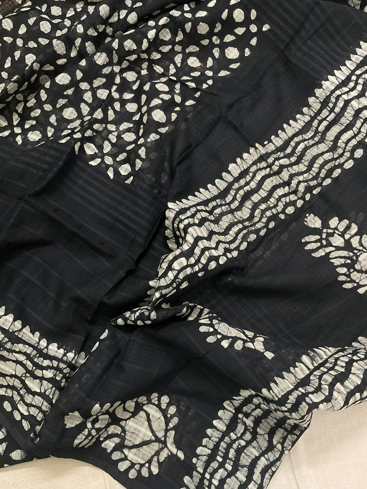 Pure Cotton Silk Self Weaved Printed Embroidered Suit - Beige